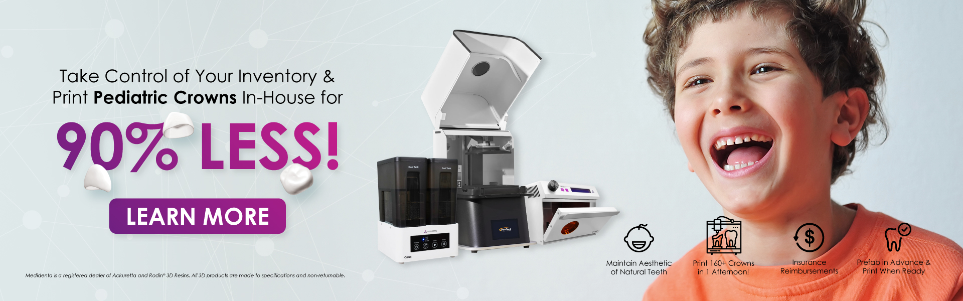 Medidenta - 3D Printing - Bundles - Ackuretta SOL SE Pediatric Crown Money Saver - Full Start-Up Bundle - Desktop Banner - 01