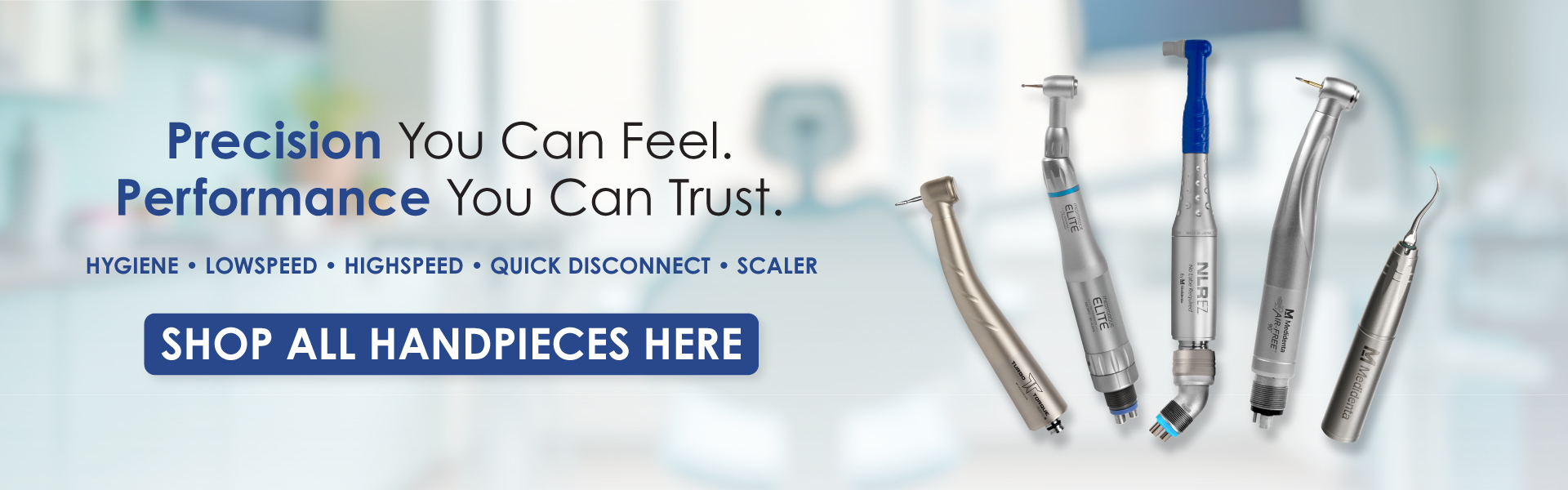Medidenta - Handpieces - Highspeed - Lowspeed - Surgical - Scaler - Air-Free - 4-Hole - Quick Disconnect - Desktop Banner - 01